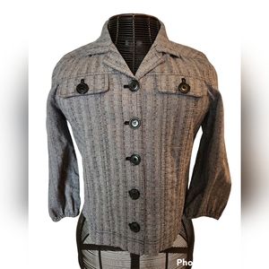 CHRISTOPHER & BANKS size small black & gray lightweight cotton jacket. 3/4sleeve